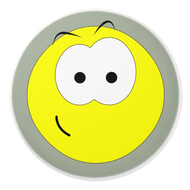Happy Face Emoticon Ceramic Knob (Front)