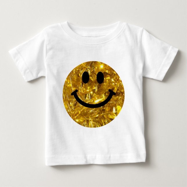 Happy Face Faux Sparkly Gold Bling - Matte sparkle Baby T-Shirt (Front)