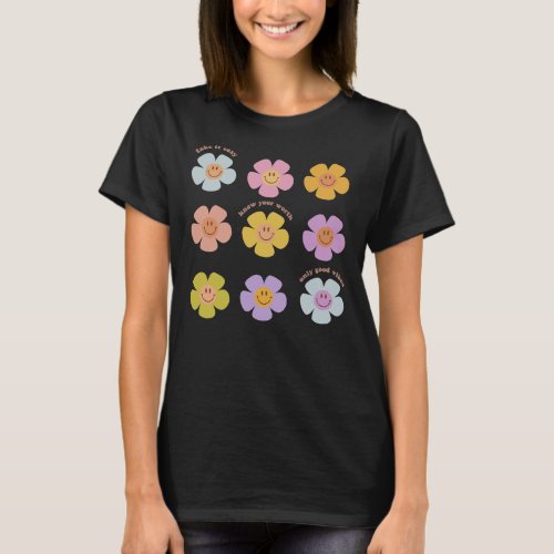 Happy Face Flower Daisy Indie Aesthetic For T_Shirt