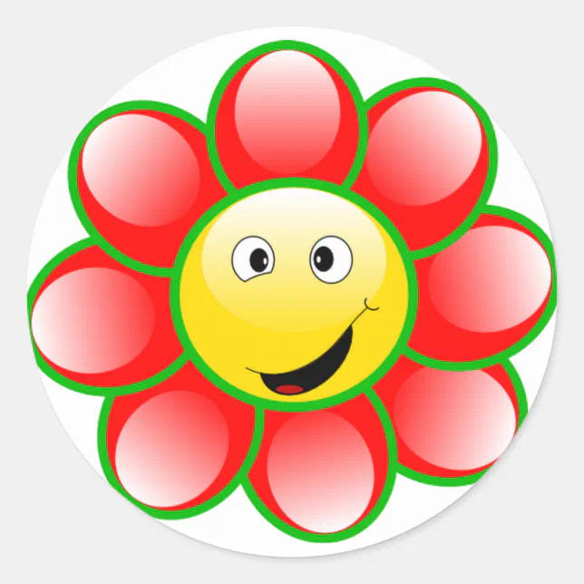 Happy Face Flower Stickers Zazzle