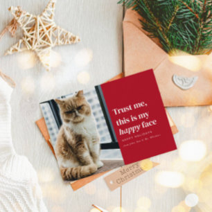 Happy Face Funny Pet Photo Christmas Holiday Card
