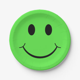 Happy Face Graphic | Green Paper Plates