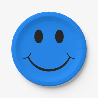Happy Face Graphic | Neon Blue Paper Plates