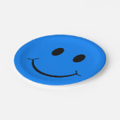 Happy Face Graphic | Neon Blue Paper Plates (Angled)
