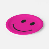 Happy Face Graphic | Neon Pink Paper Plates (Angled)