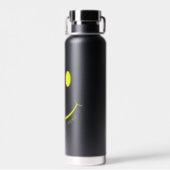 Happy Face Graphic Personalize Black Water Bottle (Back)