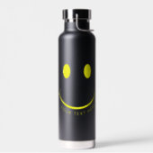 Happy Face Graphic Personalize Black Water Bottle (Left)