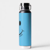 Happy Face Graphic Personalize Blue Water Bottle (Back)