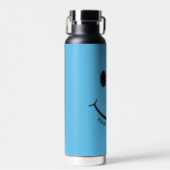 Happy Face Graphic Personalize Blue Water Bottle (Front)