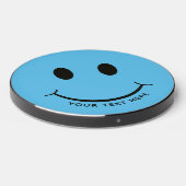 Happy Face Graphic Personalize Blue Wireless Charger (Front 2)