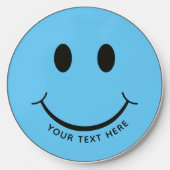 Happy Face Graphic Personalize Blue Wireless Charger (Front)