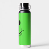 Happy Face Graphic Personalize Green Water Bottle (Back)