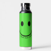 Happy Face Graphic Personalize Green Water Bottle (Left)