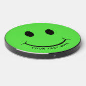 Happy Face Graphic Personalize Green Wireless Charger (Front 2)
