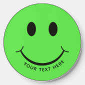 Happy Face Graphic Personalize Green Wireless Charger (Front)