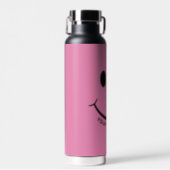 Happy Face Graphic Personalize Pink Water Bottle (Front)