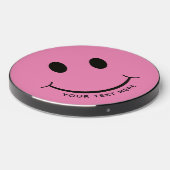 Happy Face Graphic Personalize Pink Wireless Charger (Front 2)
