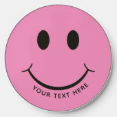 Happy Face Graphic Personalize Pink Wireless Charger (Front)