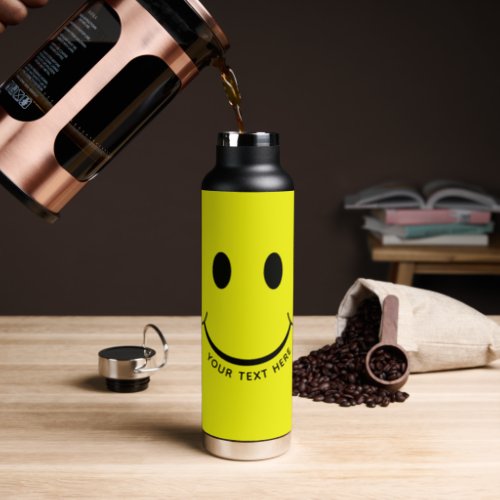 Happy Face Graphic Personalize Yellow Water Bottle