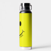 Happy Face Graphic Personalize Yellow Water Bottle (Back)