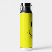 Happy Face Graphic Personalize Yellow Water Bottle (Front)