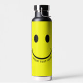 Happy Face Graphic Personalize Yellow Water Bottle (Left)