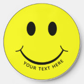Happy Face Graphic Personalize Yellow Wireless Charger (Front)
