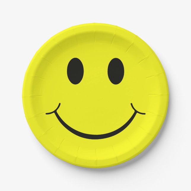 Happy Face Graphic | Yellow Paper Plates (Front)