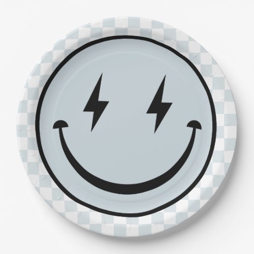 Happy Face Groovy Blue Boy Birthday Paper Plates