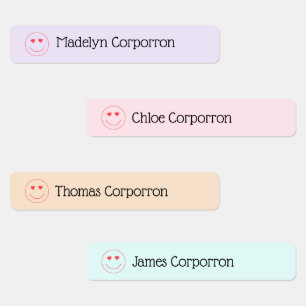 Happy Face Heart Eyes Cute Kids' Labels