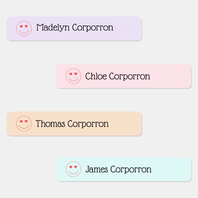 Happy Face Heart Eyes Cute  Kids' Labels (Group)