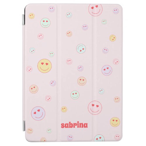 Happy Face Heart Eyes with Name iPad Air Cover