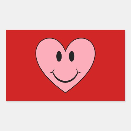 Happy Face Heart Rectangular Sticker