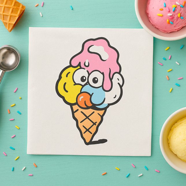 Happy Face Ice Cream Napkins (Creator Uploaded)