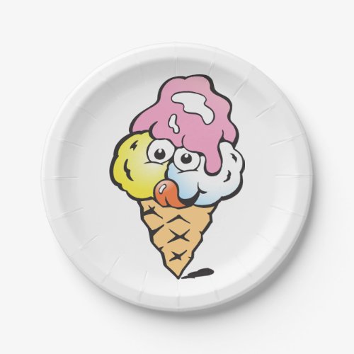 Happy Face Ice Cream Paper Plates