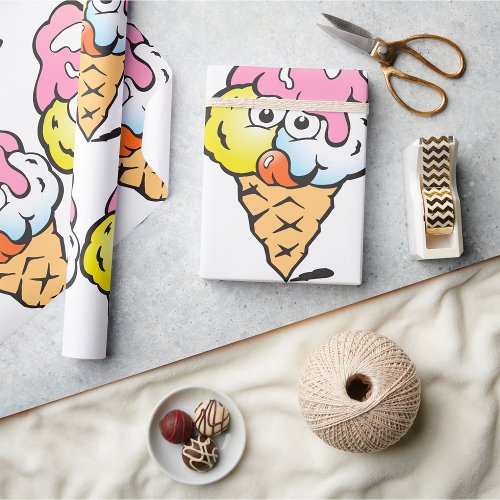 Happy Face Ice Cream Wrapping Paper