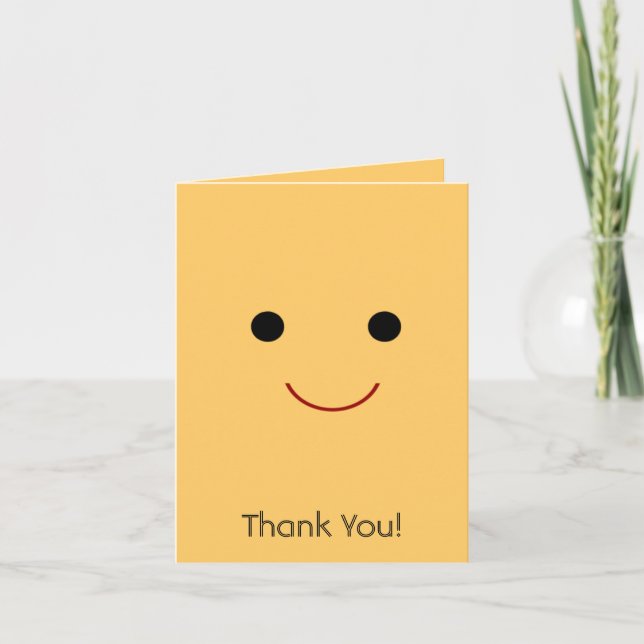 Happy Face Letterpress Thank You Card (Front)