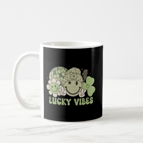 Happy Face Lucky Green Clovers St Patricks Day Coffee Mug