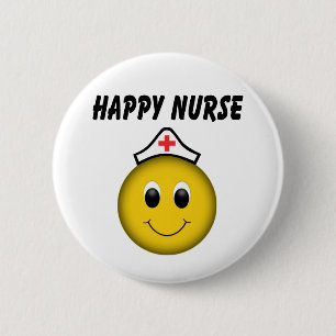 Happy Face Nurse Pinback Button