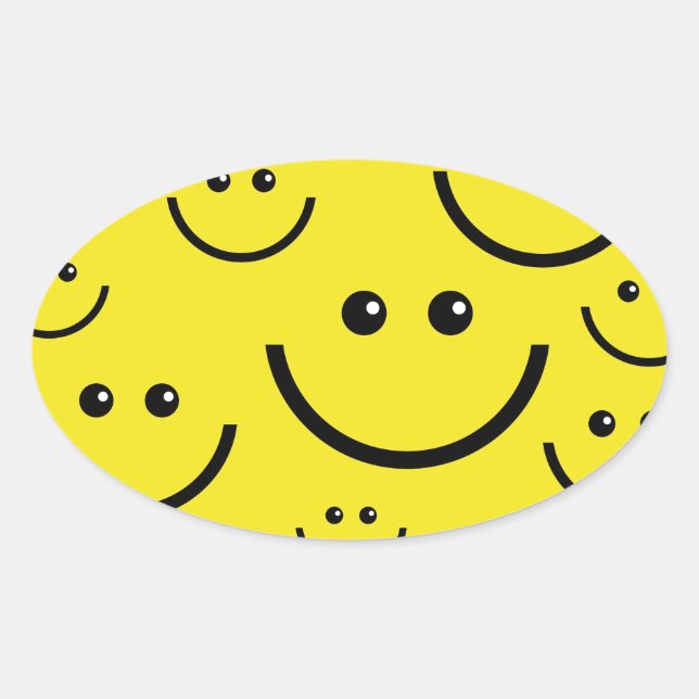 happy face oval sticker (Front)