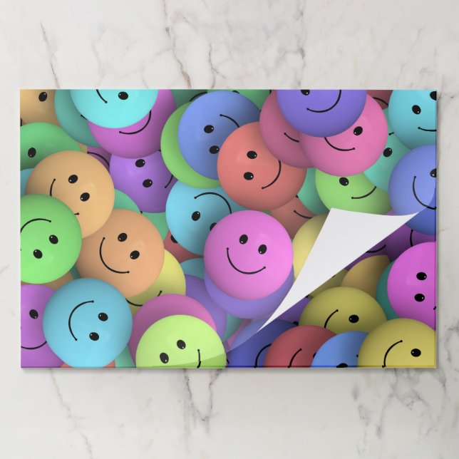 Happy Face Paper Placemats, Smiley Face Mats (Folded)