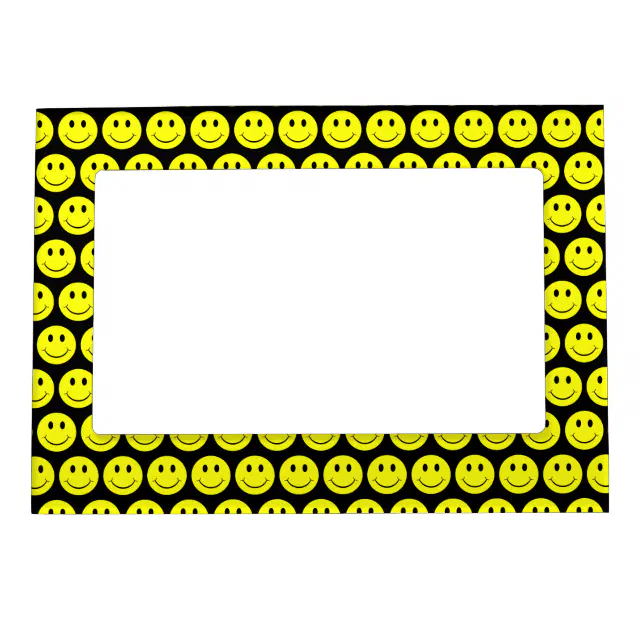 Happy Face Pattern Graphic Magnetic Frame | Zazzle