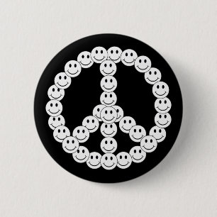 Happy Face Peace Pinback Button