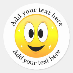 Happy Face Personalized Classic Round Sticker
