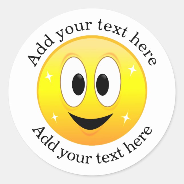 Happy Face Personalized Classic Round Sticker (Front)