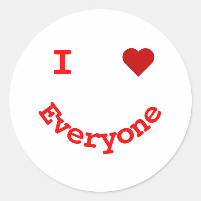 Happy Face Personalized I Heart Everyone Classic Round Sticker (Front)