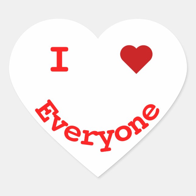 Happy Face Personalized I Heart Everyone Heart Sticker (Front)
