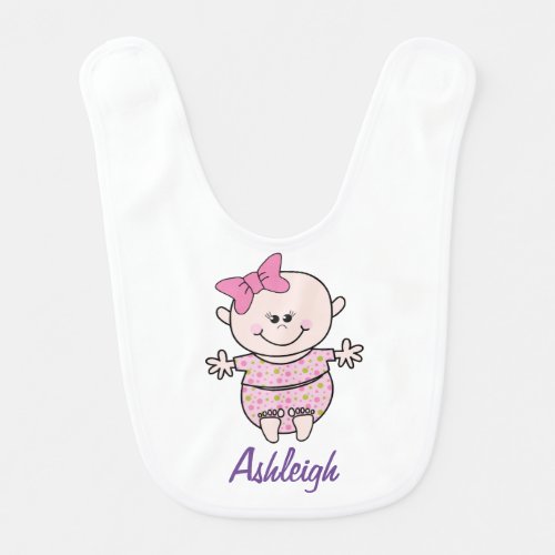 Happy Face Pink Baby Girl Shower Gift Baby Bib