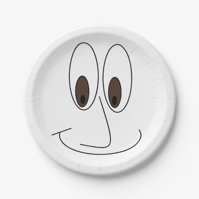 Happy Face Print Fun Paper Plates (Front)