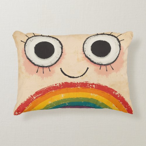 HAPPY FACE RAINBOW ACCENT PILLOW